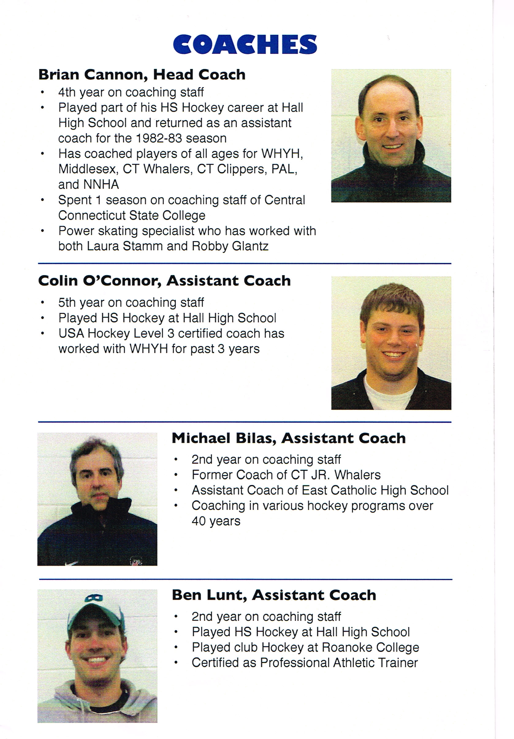 Southington High School Hockey Coaches