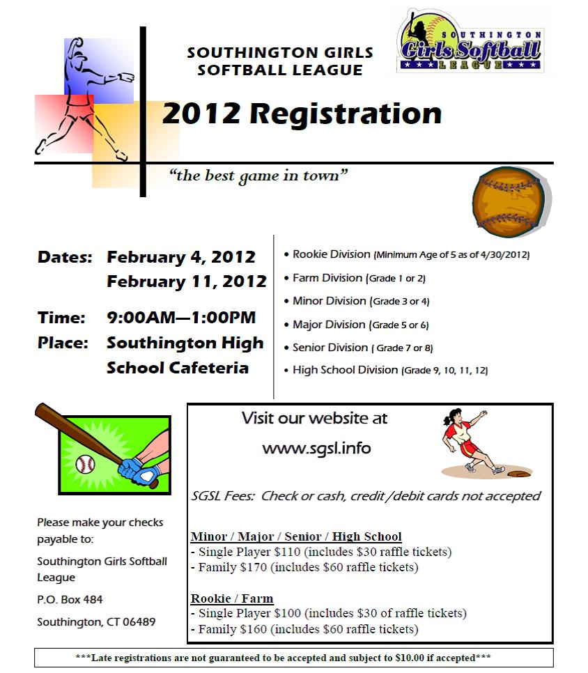 2012 Softball Sign Up Information