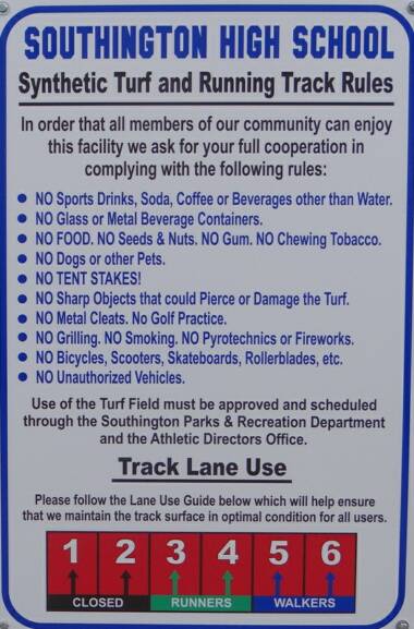 Southington High School Turf Field Rules